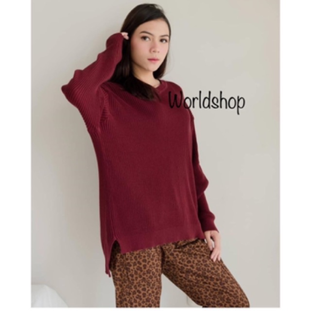 Sweater Rajut v-neck  Boxy Viona premium atasan wanita terbaru Qiya sweater