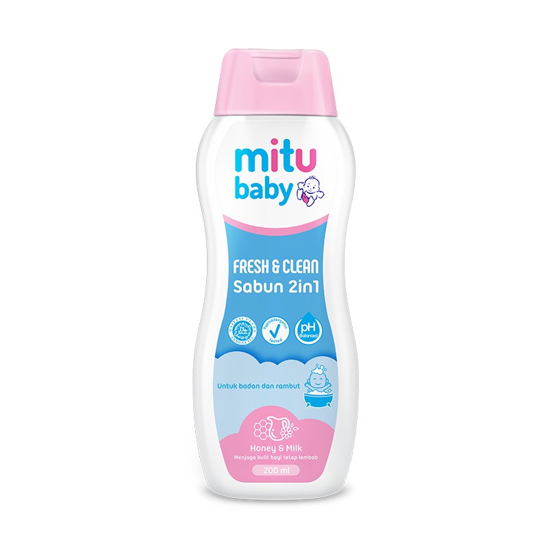 Mitu Baby Sabun 2in1 200ml/Sabun Baby/Sabun Cair/ Shampo Cair/Perlengkapan Mandi Baby