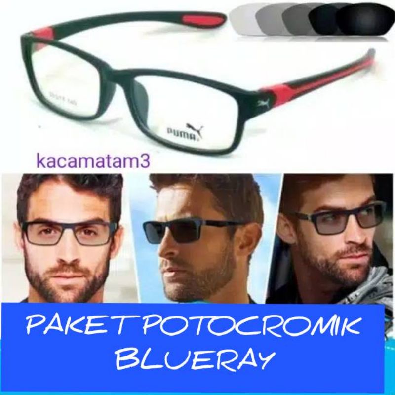 kacamata lensa bluecromic atau photocromic blueray bisa normal minus plus cilinder tergantung permintaan sampai minus 5 cyl 2 harga masih sama tulis saja pesanan kaka di catatan saat order free box lap cairan pembersih kode 833 size 53-17-140