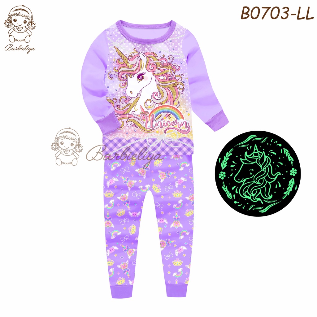 Piyama Baju Tidur Anak Glow In The Dark Unicorn B0703LL