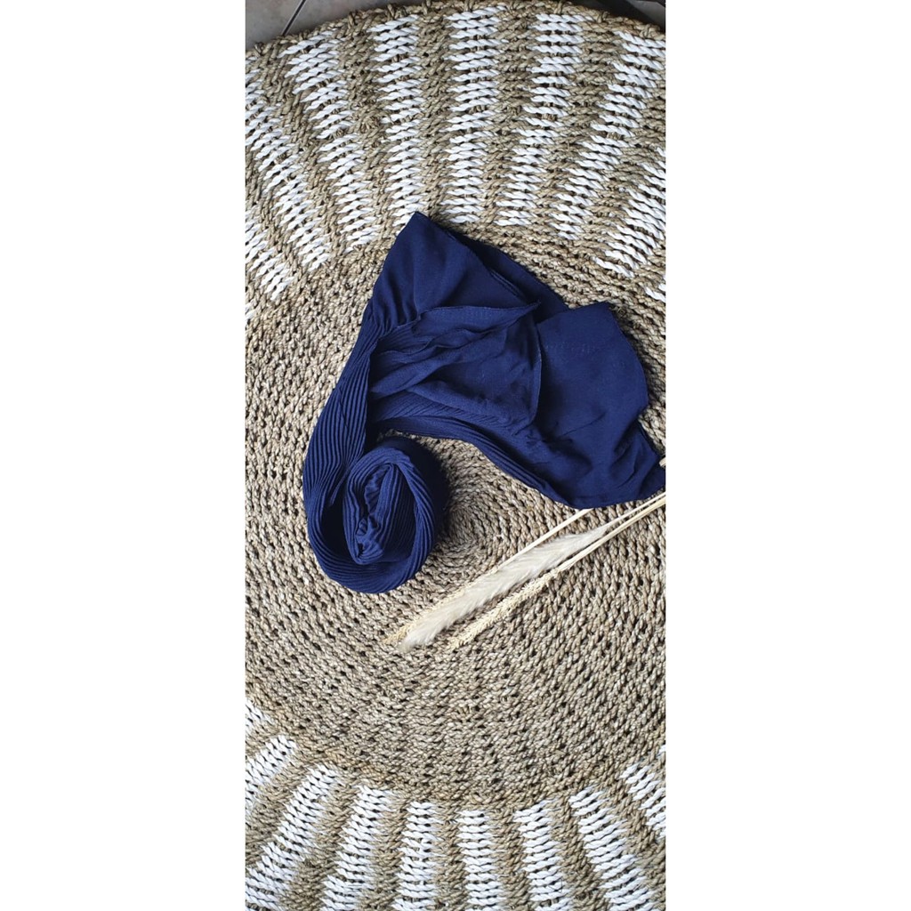 BEST SELLER Pashmina Plisket Premium Quality 75x180 cm Pashmina Plisket Shawl lidi PLEATED SHAWL-navy