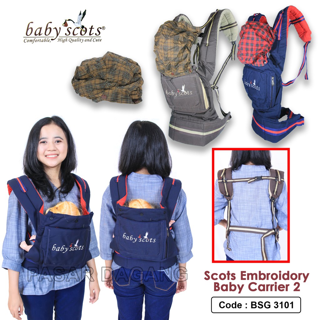 Gendongan Baby Scots Embroidery 4in1/Gendongan Ransel/Kangguru / Baby Carrier 4 - BSG3101