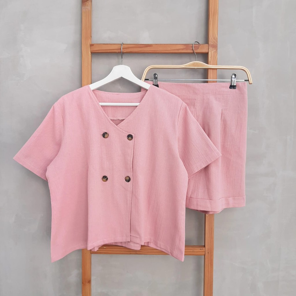 CallieTamami - A 6124  Oneset linen crincle-Pink