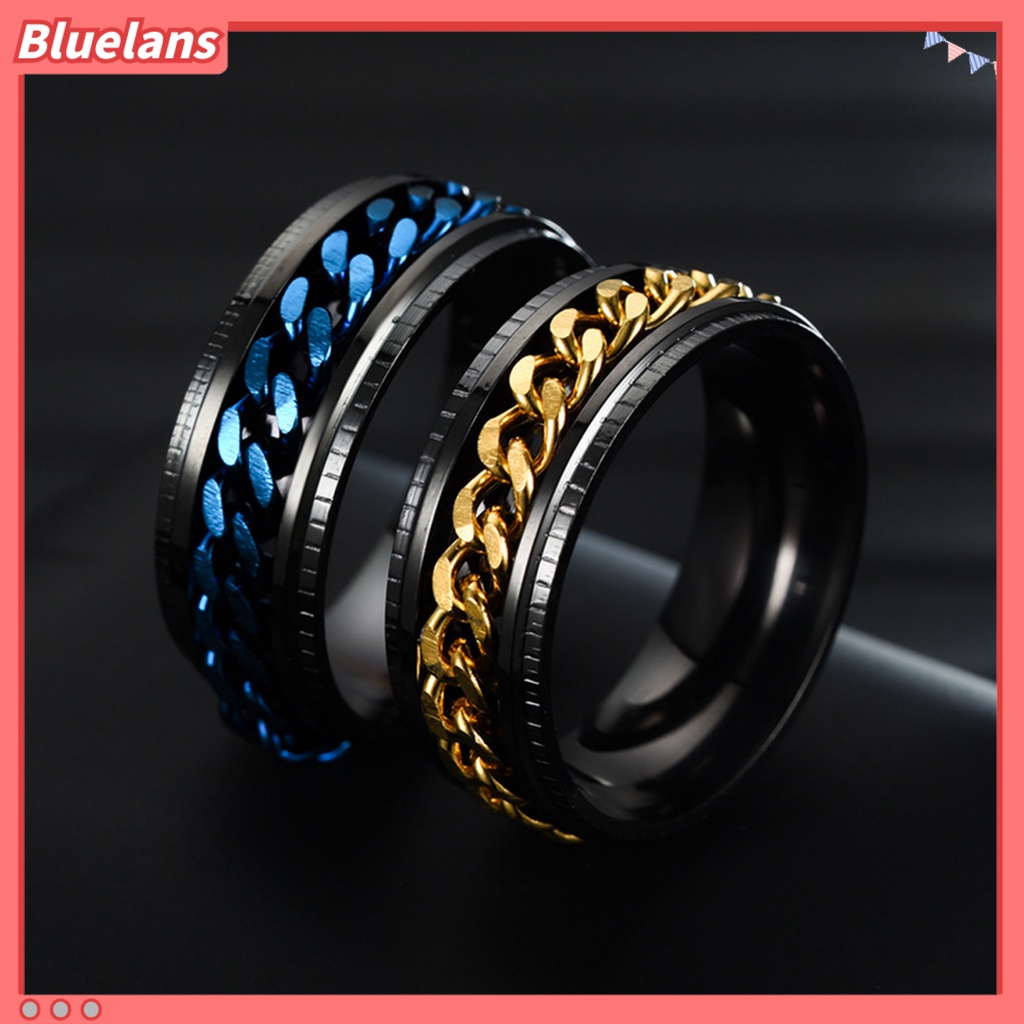 Bluelans Cincin Pria Model Rantai Putar Untuk Pesta