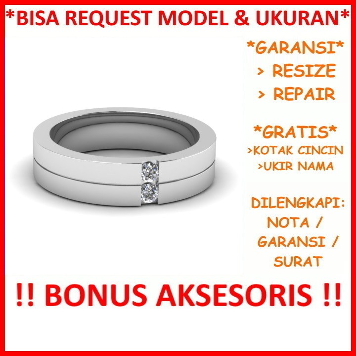 Garansi Paladium Asli Bisa Pesan Model Gratis Ukir Nama Cincin Kawin Palladium Pria Poladium ID364