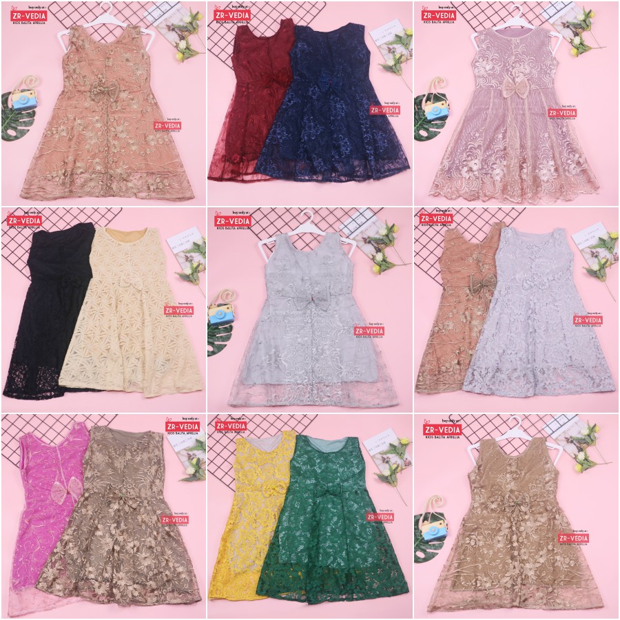 Dress Keira Uk 6-8 Tahun / Dres Brukat Kensi Anak Perempuan Gaun Pesta Kondangan Baju Baby Import