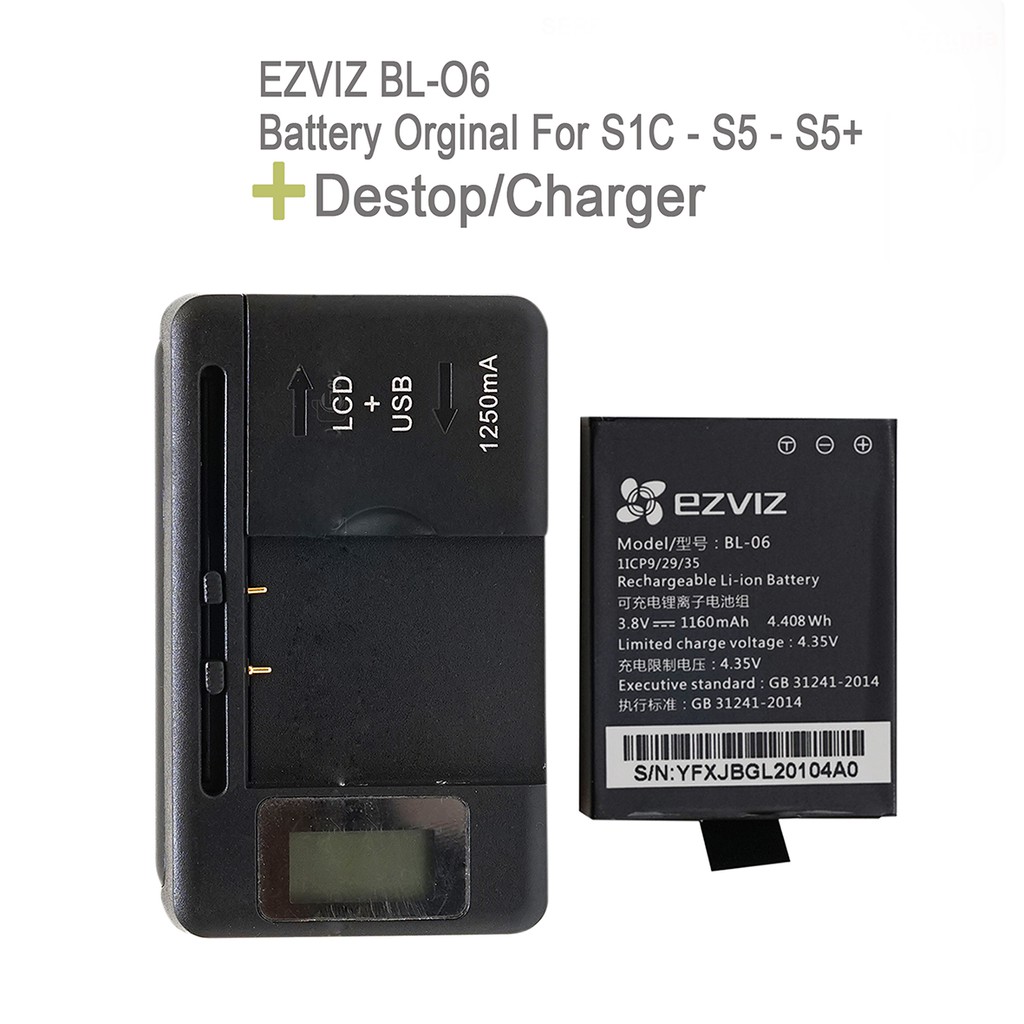 BUNDLING Action Camera Destop/Charger Battery Orginal For Ezviz S1c,S5,S5+