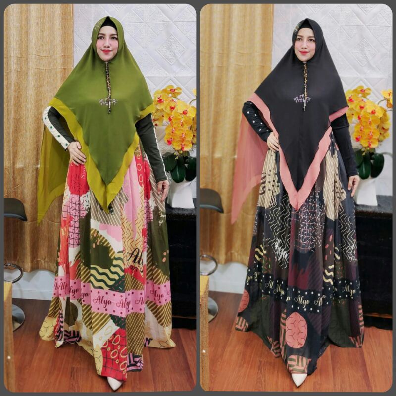 Dalila By Alya Syari Original Terbaru Gamis Syar'i Set Hijab Ceruty Premium Drees Ceruti Babydoll Mi