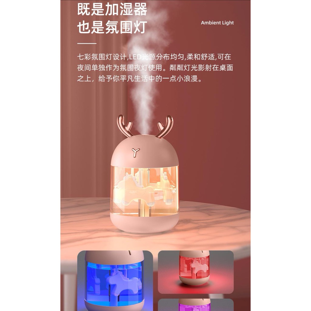 Humidifier Diffuser Aromatheraphy 300 ML with 7 Colour LED Light - Pelembab Ruangan