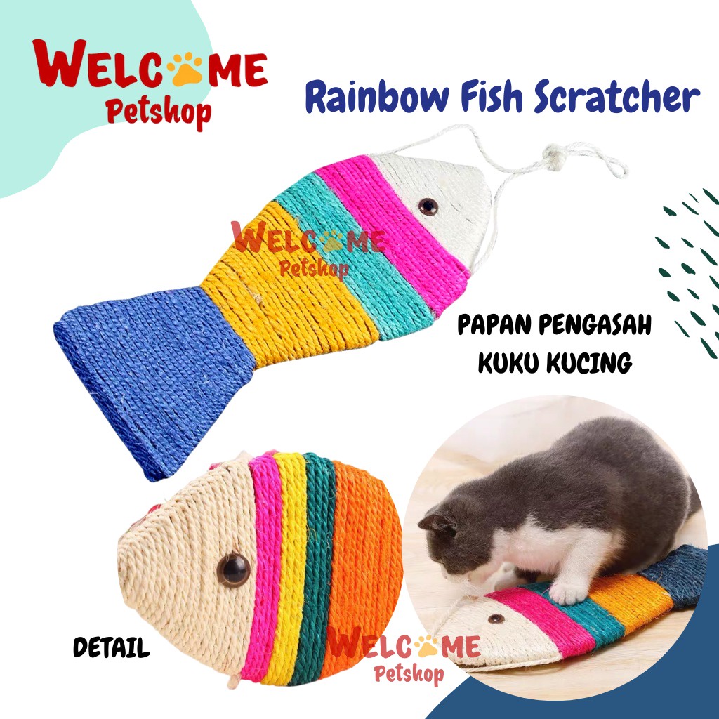 Rainbow Fish Scratcher Papan Garukan Kucing Ikan Anyaman Alas Kuku