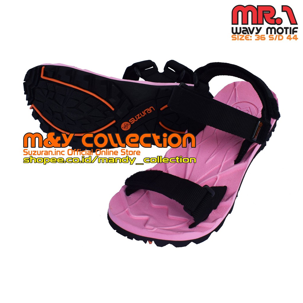 SUZURAN Sandal Edge Pink Black
