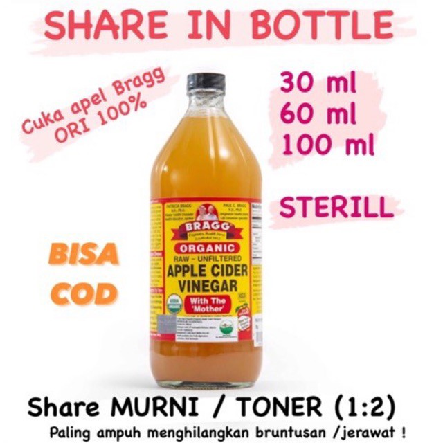 

TERMURAH CUKA APEL MURNI BRAGG DAN TONER CUKA APEL Share in bottle steril