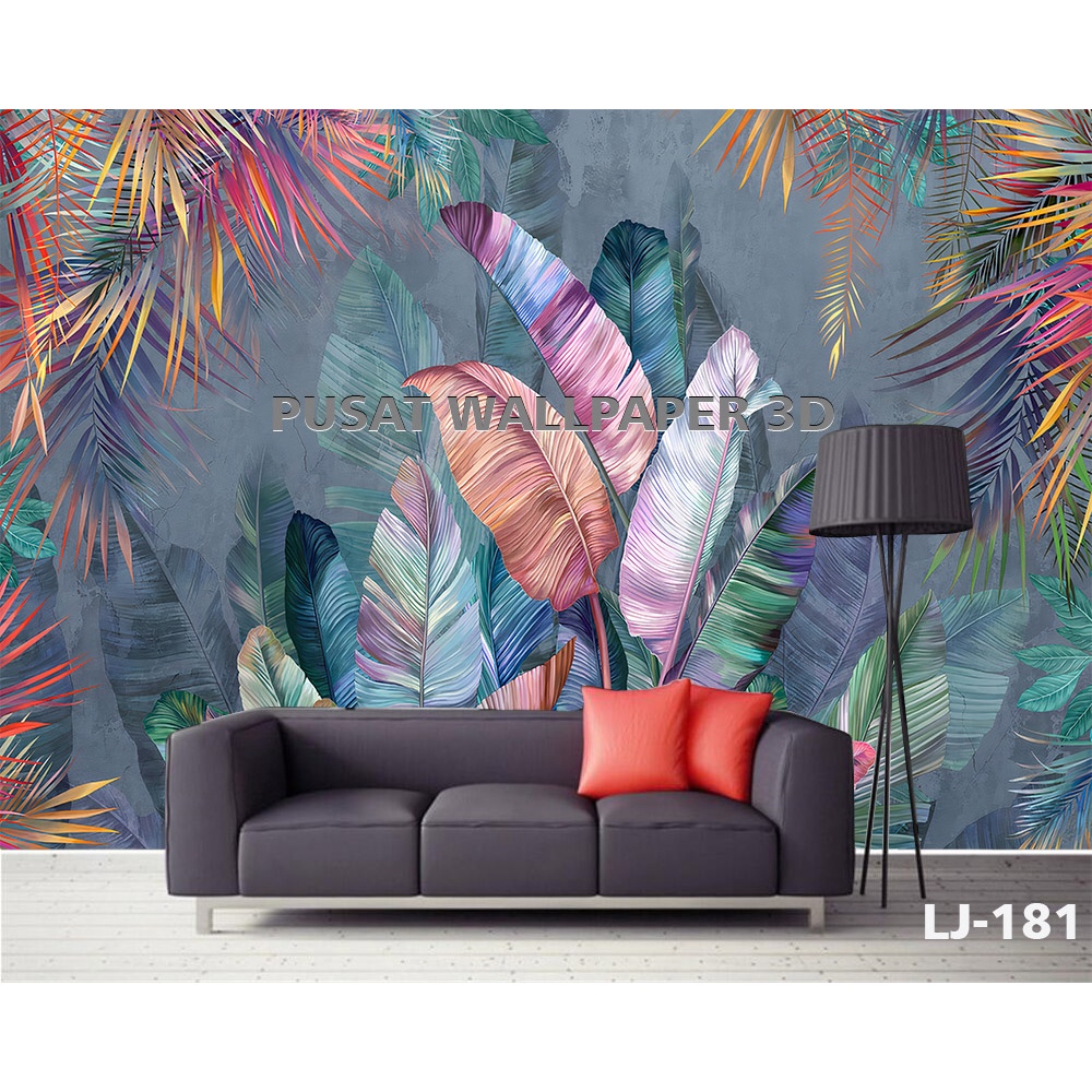 Cetak Wallpaper Custom 3d Dinding Wallpaper Aesthetic Tropical Daun Vintage