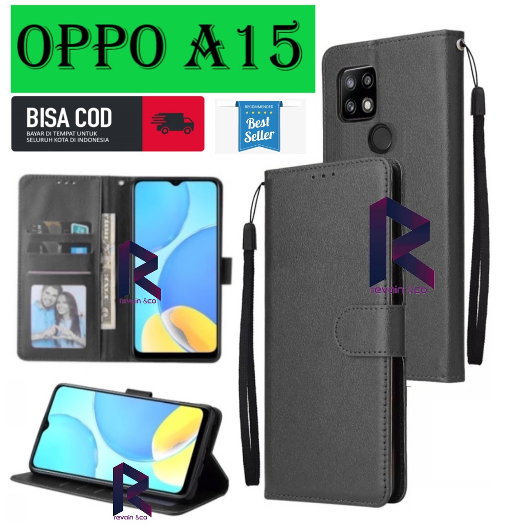 CASE DOMPET OPPO A15 FLIP WALLET LEATHER KULIT PREMIUM SARUNG BUKA TUTUP FLIP CASE OPPO A15