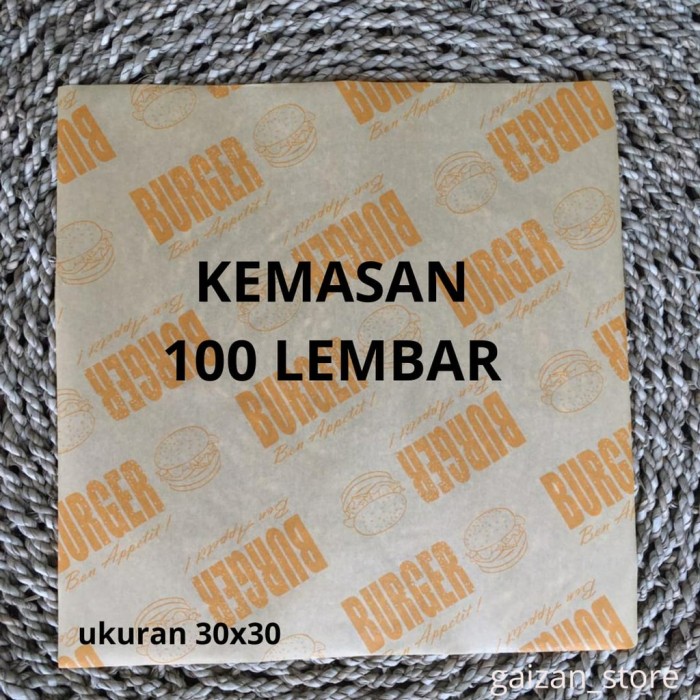 

Kertas Burger KUNING 30x30 laminasi paper wrap food grade 100 lembar