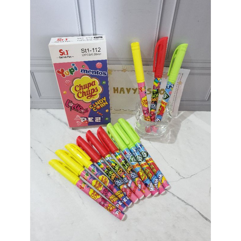 (12pc) pen gel/pen motif makanan minuman/pulpen lucu/pen mie/pen fancy-PERMEN 112