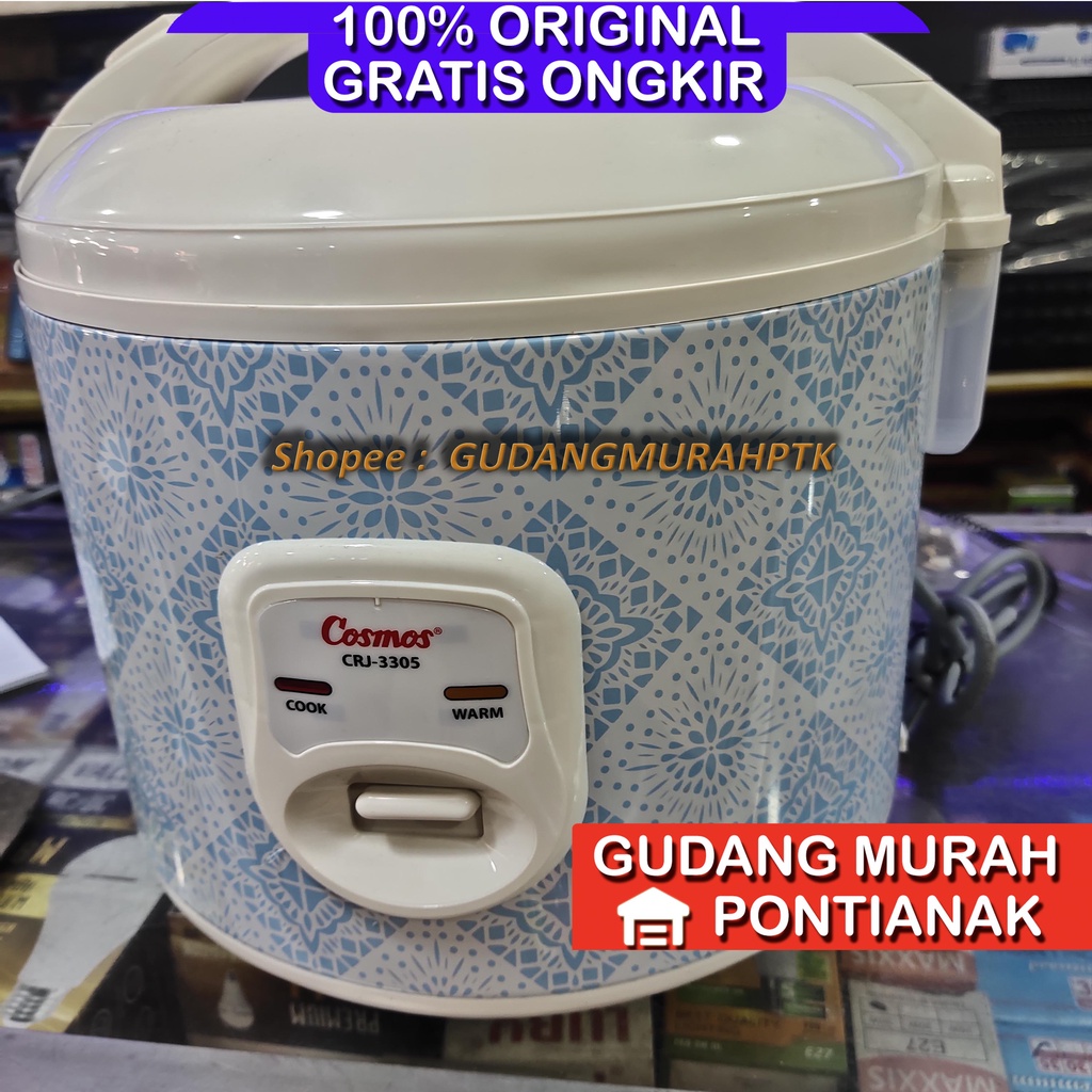 Rice cooker Cosmos CRJ 3305 1,8 Liter / Magic com Cosmos CRJ 3305 1,8 Liter /penanak nasi Batik Biru