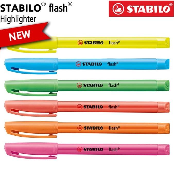 TERBARU STABILO Set 6 Flash / Highlighter Warna Biru Merah Kuning Pink Hijau O/PULPEN GEL/PULPEN LUC