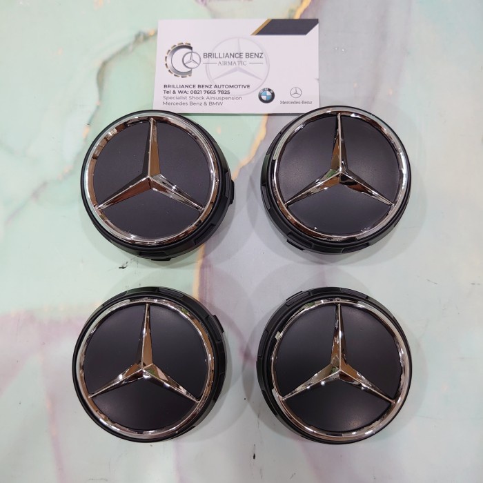 Dop Velg Roda Emblem Mercedes Benz 75MM Hitam/ Dop Roda Mercy Original