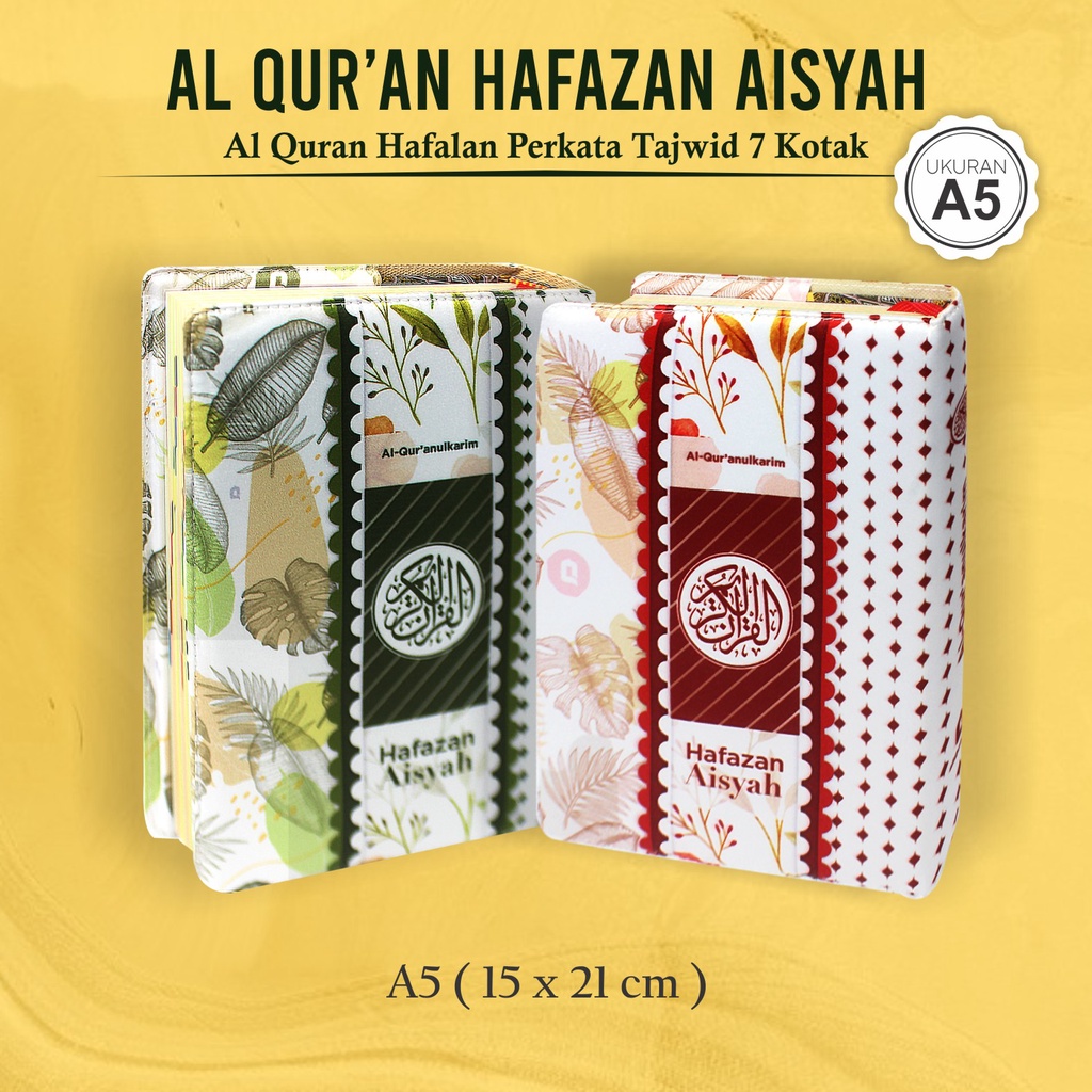 Alquran Kecil Ukuran A5 Al Quran Wanita Hafazan Aisyah Quran Cover Kain Hafalan Perkata Tajwid 7 Kot