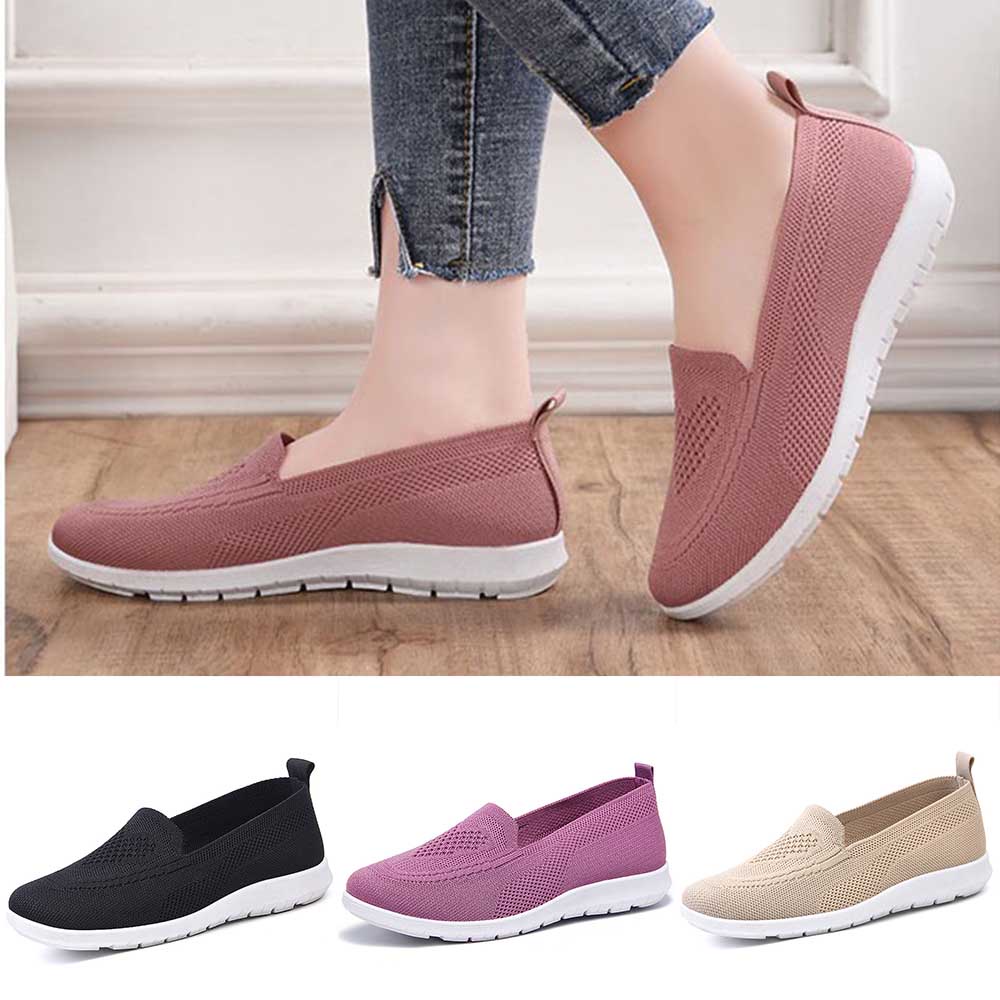 Sepatu wanita sneakers 2022 Sepatu olahraga rajutan terbang sports shoes Bahan Full Karet Anti Licin