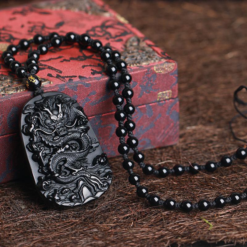 KALUNG PRIA LIONTIN GIOK HITAM / KALUNG BLACK JADE NAGA DRAGON TERMURAH