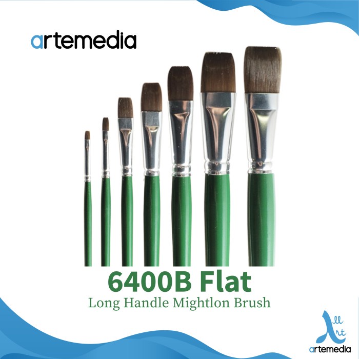 

Artemedia 6400B Flat Mightlon Brush Long Handle Kuas Lukis