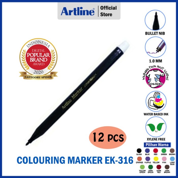

Dijual Spidol Artline Non Permanent Drawing Marker Set 12Pcs Ek-316/H Bagus