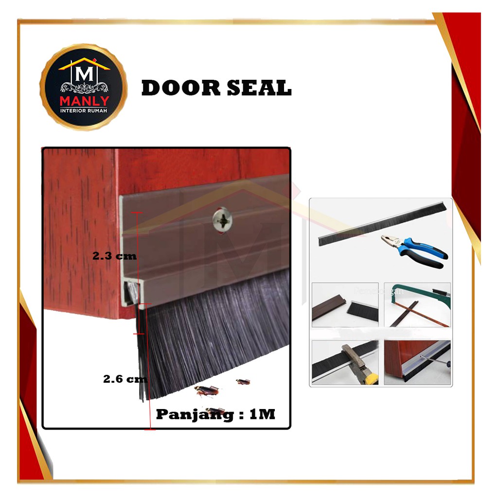 Penutup Celah Bawah Pintu Door Seal / Door Bottom Brush Seal  FREE SEKRUP