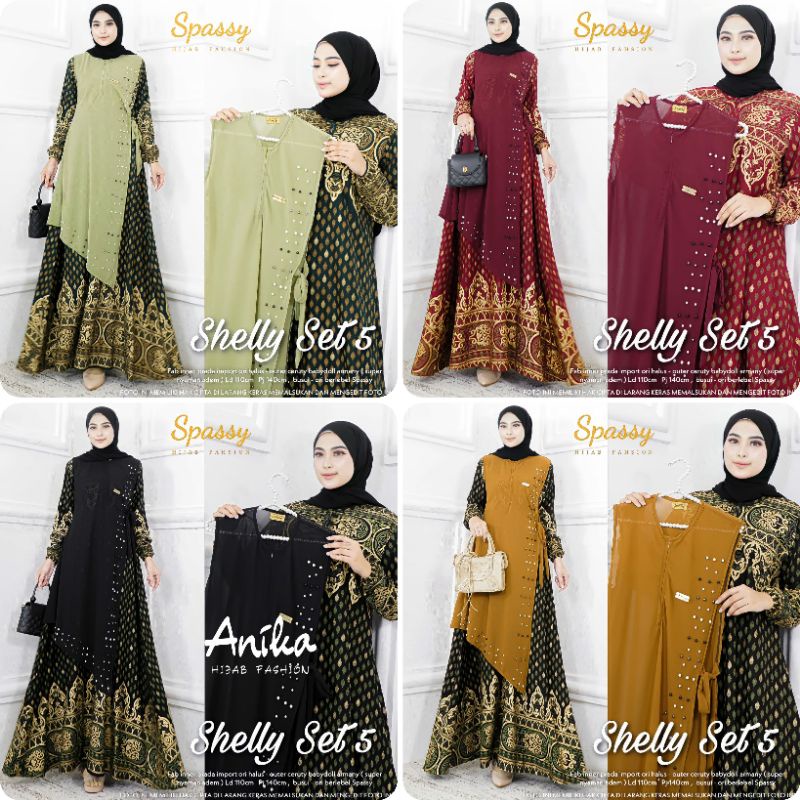 SHELLY SET 5 BY SPASSY. PRODUK DRESS ORIGINAL TERBARU. DRESS MAXY TERBARU