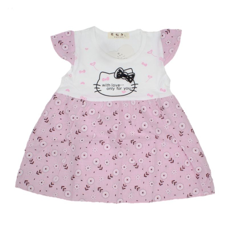 DRESS FASHION BAJU ANAK PEREMPUAN MOTIF CUTE CAT 1-2 TAHUN NEW