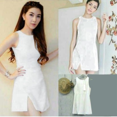 [Dress Aura BW SW] pakaian wanita dress scuba putih