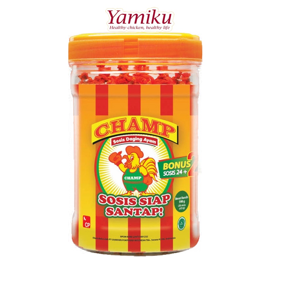 

sosis champ ayam toples siap makan 598gr isi 26 pcs