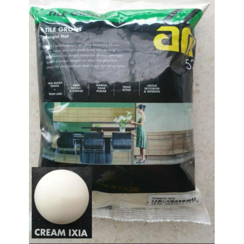 Jual Semen pengisi nat keramik tile grout AM 53 warna cream ixia