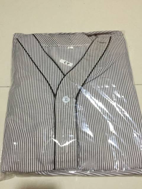 Piyama Katun Jepang Salur Tangan Pendek (M,L)