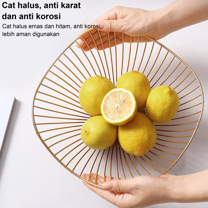 Tempat Keranjang Buah Besi Nordic Metal Fruit Basket Gold Big Size