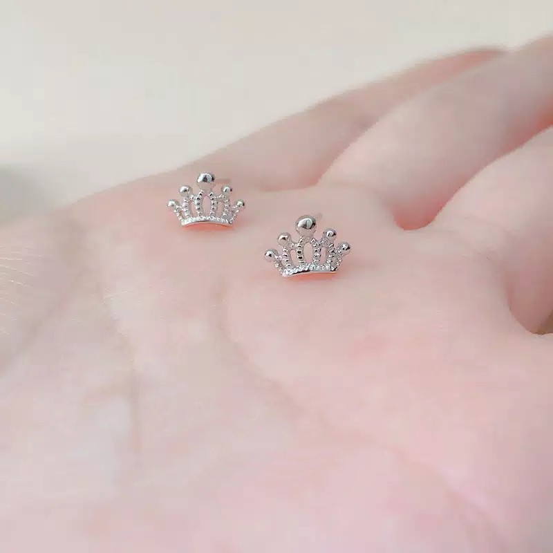 ANTING MINIMALIS Perak Trendy Modern Model Mahkota Sayap Bunga Color Lucu Mini Simple Untuk Wanita