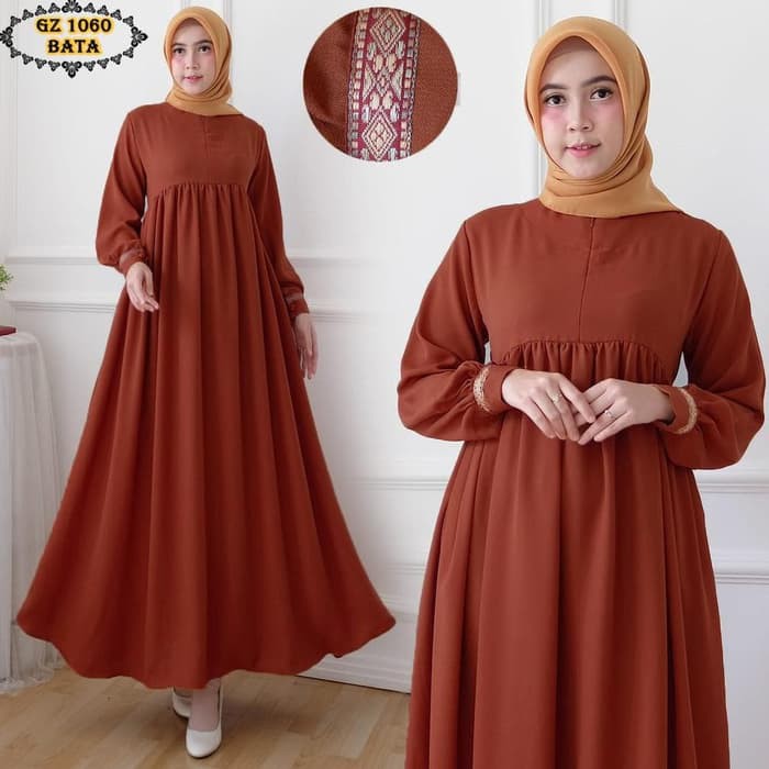 Gamis Babydoll Gz1060 Bata Gamis Polos Gamis Bata Shopee Indonesia