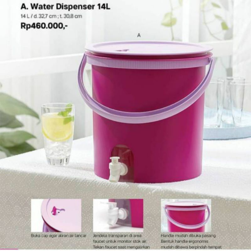 Water dispenser 14 liter Tupperware Termurah / Tempat galon / Ember wudhu