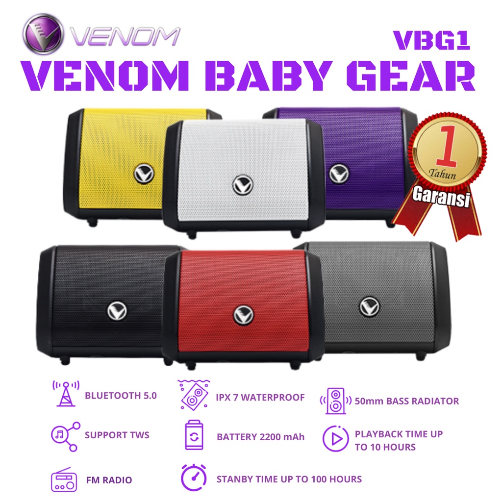 Venom Baby Gear VBG-1 Speaker Portable Bluetooth 5.0 Waterproof