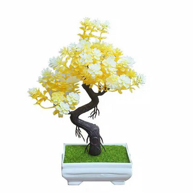 AM347 Bunga plastik / Pajangan bunga Artifisial / Vas Petak-Kuning