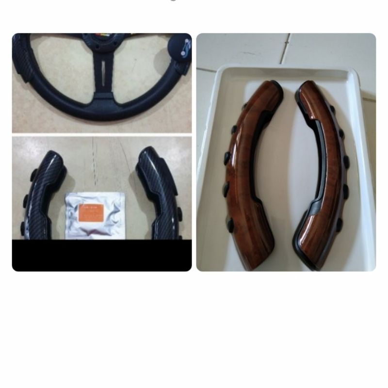 Panel stir mobil,pegangan stir mobil motif kayu dan carbon