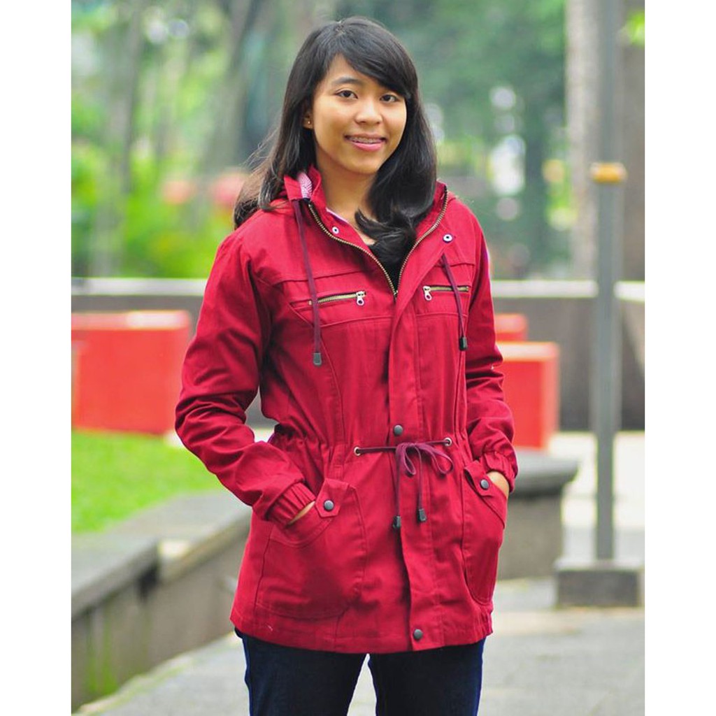 Jaket Parka Cewe Jumbo Warna Marun  Parka Baby Canvas