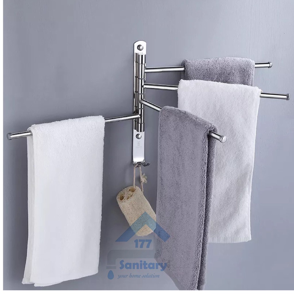 Rak Handuk stainless 304 Lipat minimalis F4- gantungan handuk 4 susun mini minimalis irit tempat towel hook rack hooks