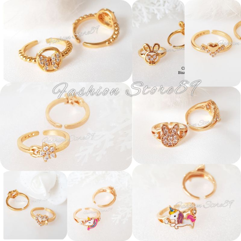 Cincin Anak karakter import lapis emas all size ukuran Antikarat