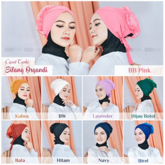 Inner ciput turki silang organdi cepol daleman jilbab real pict