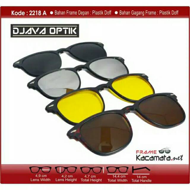 kacamata clip on 2218+lensa minus polarized hitam magnet -sanglaz pria wanita