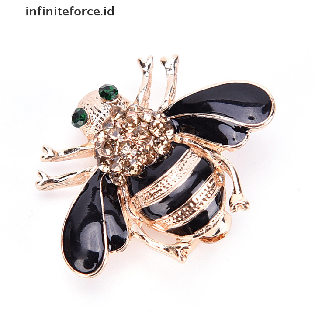 Bros Pin Bentuk Lebah Lapis Emas Aksen Kristal Berlian Imitasi Untuk Wanita