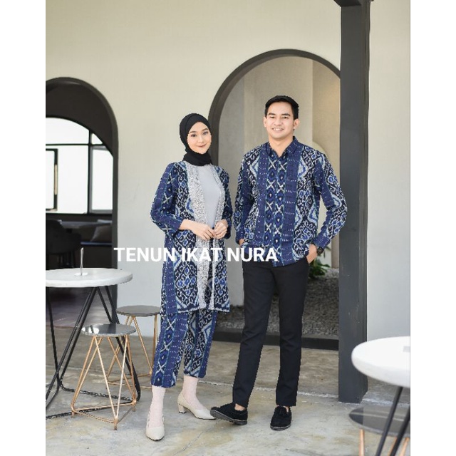 Couple Tenun Set Karina Brokat &amp; Kemeja Tenun