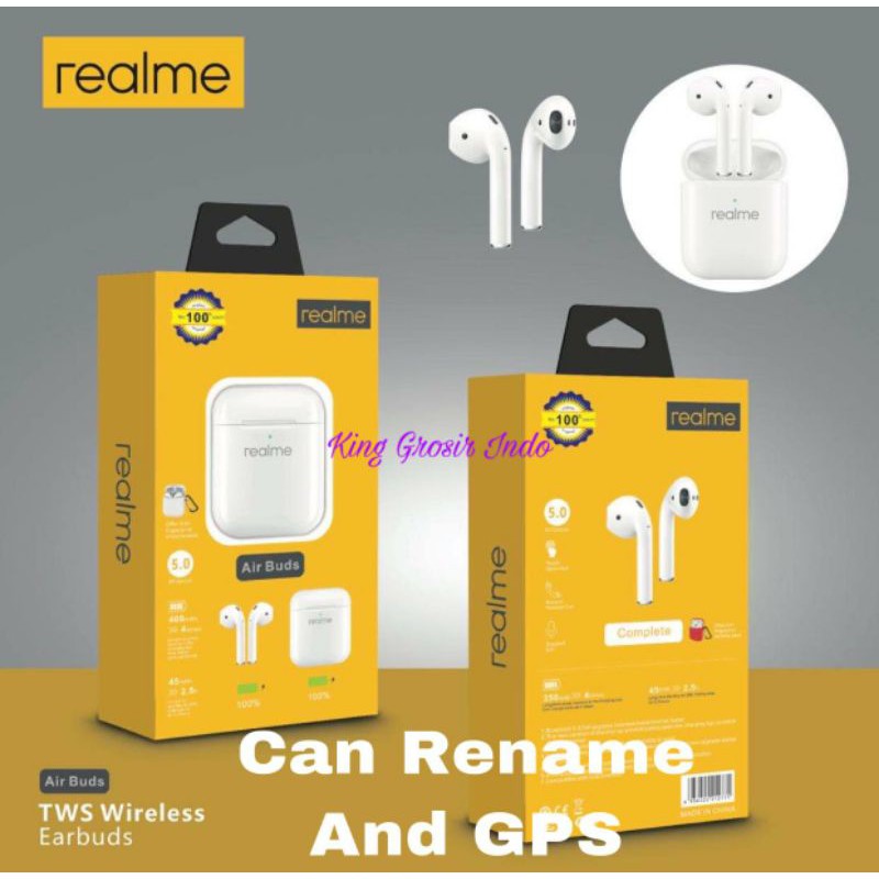 Headset Bluetooth Realme Air Buds + Case Wireless Earphone Bluetooth Realme Can Rename And GPS